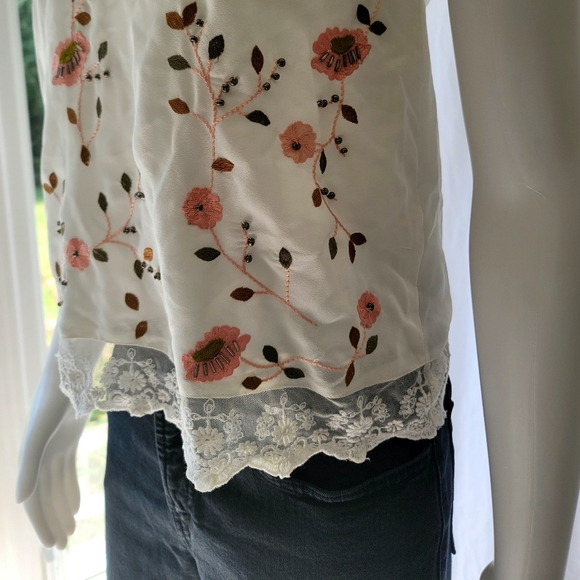 BRAND NEW! Buffalo by David Bitton Petite Beaded Floral Cami Top Size XS - Picture 5 of 13